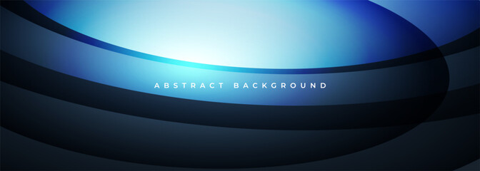 Wall Mural - dark blue modern abstract wide background with curves. vector illustration