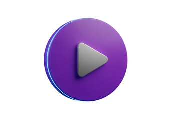 violet play button 3d isolated transparent png