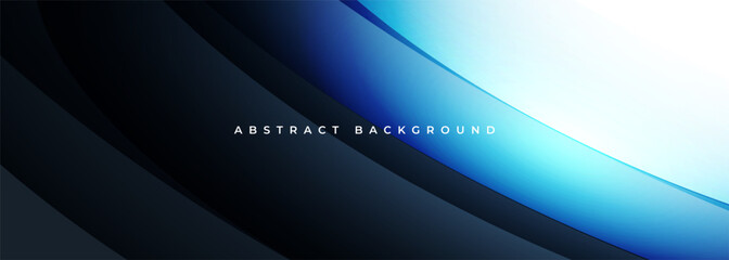 Wall Mural - modern abstract dark blue wide banner with curved lines. minimal abstract vector background
