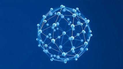 Futuristic blue and white spherical structure with interconnected nodes, symbolizing networks.