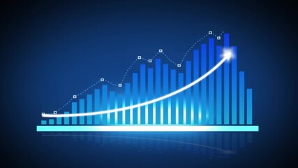 Futuristic sales projection displaying an upward trend in revenue. Visual representation of data analytics. professional concept business graph and white color line. on the gradient background