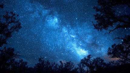 The sky is dark and the stars are shining brightly