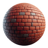 Realistic red brick sphere texture with detailed surface imperfections