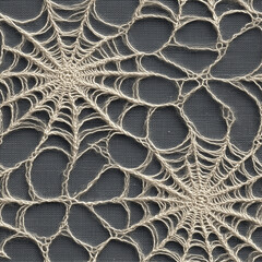Crochet spiderweb lace pattern | ivory thread in radial loops on slate canvas | gothic vintage detail | textile overlay