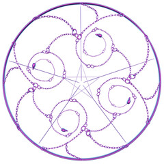 3D rendered pentagram artifact isolated on transparent background. 