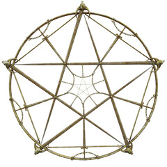 3D rendered pentagram artifact isolated on transparent background. 