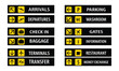 © Mubbashir - Airport terminal sign vector illustration isolated on white background. Airport signs collection design.