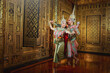 © RooM The Agency - Two dancers performing a classical Thai masked Khon dance performance in a temple, Thailand