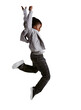 © peopleimages.com - Creative, jump and kid hip hop dancer dancing isolated in a transparent or png background feeling excited with energy. Dance, African and boy kid with talent or skill ready for breakdance performance
