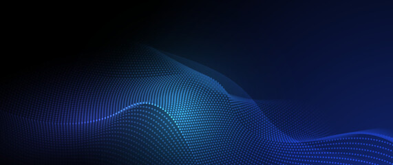 Wall Mural - vector abstract dynamic, wave particle and dot. illustration technology background with dynamic mesh