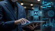 © Love 4 YOU - Businessman uses tablet displaying AI technology modern digital transformation concept with business graph charts