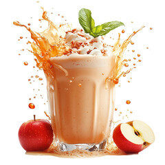 Wall Mural - Apple milkshake splash, studio shot, isolated on a white transparent background