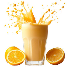 Wall Mural - Tropical citrus milkshake splash, studio shot, isolated on a white transparent background