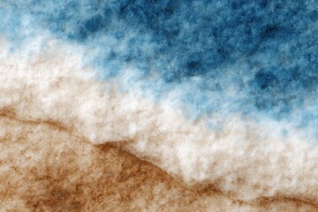 Wall Mural - Realistic abstract design inspired by beach elements with blue and beige tones capturing the essence of ocean waves meeting sandy shores during daylight