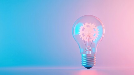 Wall Mural - lightbulb idea creative thinking A lightbulb with gears turning inside, symbolizing the process of thinking