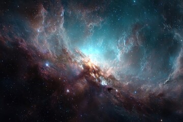 Wall Mural - intriguing cosmic nebulae bright amid distant galaxies showcasing vibrant hues and swirling gases ac