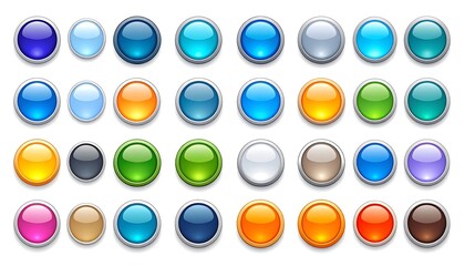 colorful round buttons on white