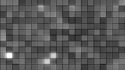 Wall Mural - black and white glowing digital grid tiles pattern animation background