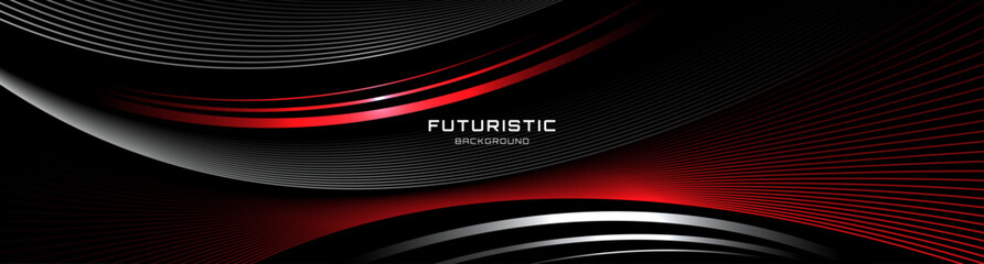 3D red white lines techno abstract background overlap layer on dark space with waves effect decoration. Modern graphic design element stripes style concept for web, art, flyer, card, or brochure cover