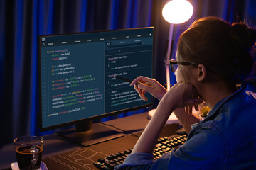 Software development programming on computer screen for brisk application and program coding