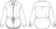 © Earshad Creative - cad drawing, flat vector illustration, button-down shirt sketch, drawstring waist design, fashion technical template, apparel vector art, clothing sketch
