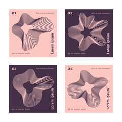 Wall Mural - set of line wave fluid shapes. collection of circle geometric abstract liquid black forms ,modern de