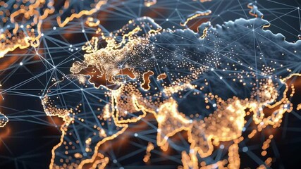 Wall Mural - a globe with a network of lines connecting it. the globe is lit up with a warm glow
