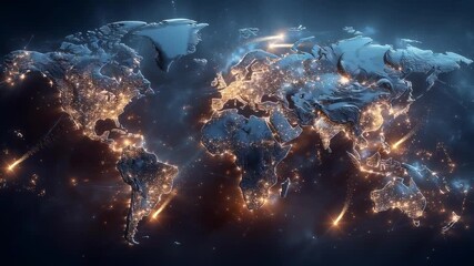 Wall Mural - a globe with a blue background and a light blue border. the globe is lit up with a warm glow, giving