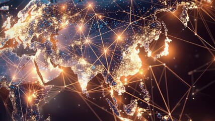 Wall Mural - a globe with a network of lines connecting it. the globe is lit up with a variety of colors, giving 
