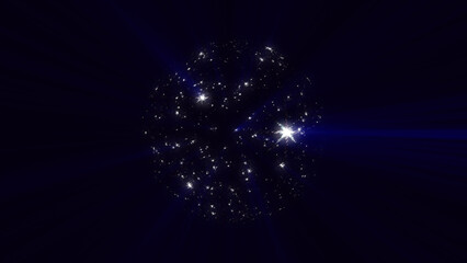 Abstract round blue sphere glowing energy magic molecule with atoms from particles and dots cosmic. Abstract background. Video 4k, motion design