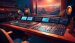 © Rigoberto - modern music recording studio control desk generative ai