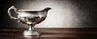© Gayan - Vintage Ornate Silver Gravy Boat on Wood