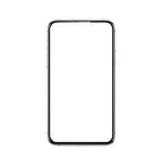 Smartphone with blank screen isolated on transparent background, ready for app display