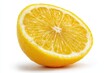 © VolumeThings - Isolated yellow lemon quarter slice halved on a white background with a clipping path