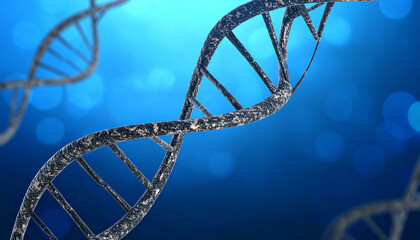 DNA helix abstract illustration: The intricately detailed DNA helix, set against a vibrant and dynamic background, represents the essence of genetic information, life, and scientific innovation.