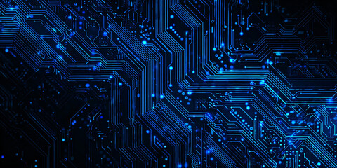 Canvas Print - abstract technology background in the form of a blue circuit board. microchips and modern technologi