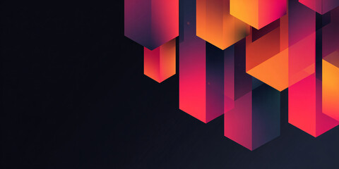 Canvas Print - dark background with multicolored cubes with gradient. abstract geometric illustration. cubic shapes