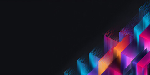 Canvas Print - dark background with multicolored geometric shapes with gradient. overlay paint print effect. abstra