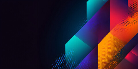 Canvas Print - dark background with multicolored geometric shapes with gradient. overlay paint print effect. abstra