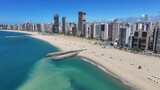 Beira Mar Beach At Fortaleza In Ceara Brazil. Beach Landscape. Downtown District. Scenic Highrise Buildings. Beira Mar Beach At Fortaleza In Ceara Brazil. Stunning Skyline. Brazil Northeastern.