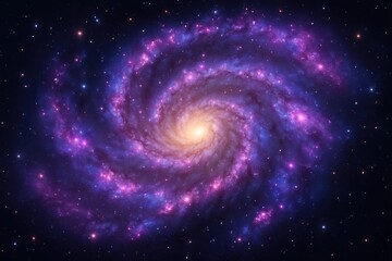 Wall Mural - distant galaxy spiral with colorful nebula clouds and star formation regions