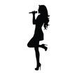 © shopone - Black silhouette of a woman singing into a microphone