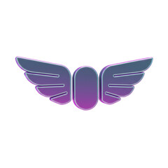 Wall Mural - A stylized emblem featuring wings and a central form evokes notions of freedom flight and aspirations against a dark backdrop.
