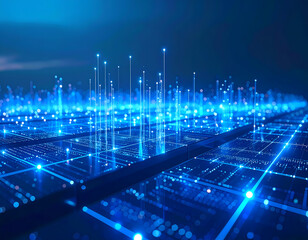 Abstract blue technology background network data connection concept