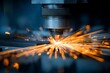 © Rifqi - Close-up of industrial laser cutting machine processing metal with bright sparks, concept for engineering illustration, manufacturing equipment and precision technology