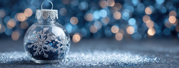 Festive glass ornament with bokeh