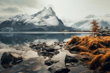 Wall Mural - mountain and lake landscape outdoors glacier.