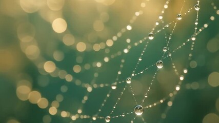 Dew Drops on a Spider Web: Macro Nature Beauty
