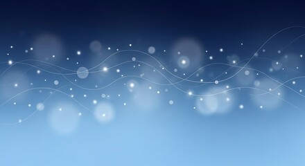 Elegant bokeh waves and dots in shades of blue creating a serene atmosphere