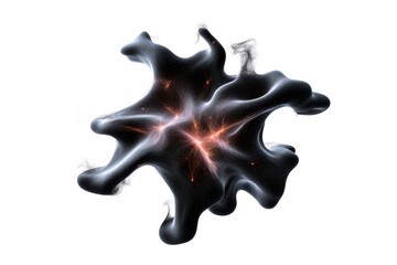 Wall Mural - Abstract nebula shape with glowing energy currents and swirling smoke particles, cut out transparent